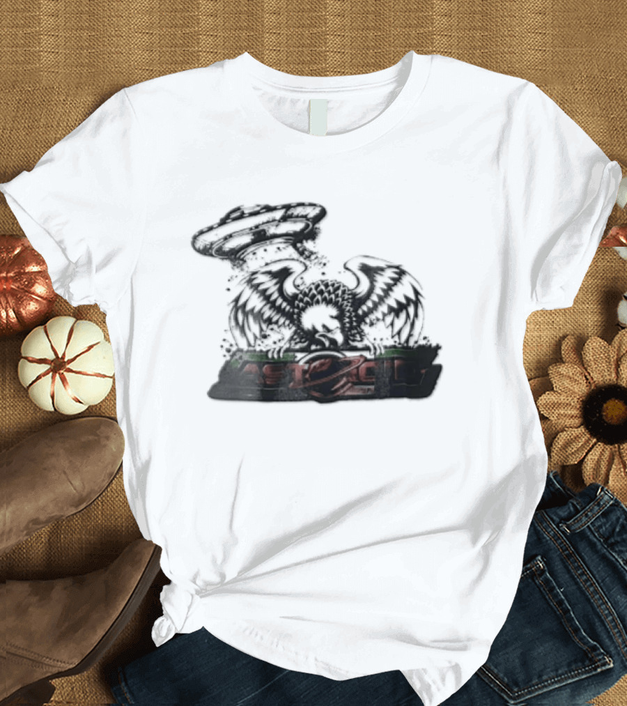 Eagle Spreading Wings With UFO Above T-Shirt