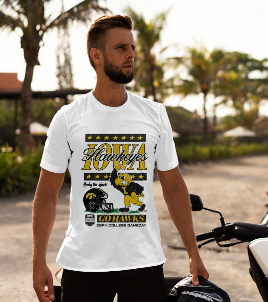Iowa Hawkeyes Herky The Hawk Go Hawks ESPN College Gameday T-Shirt