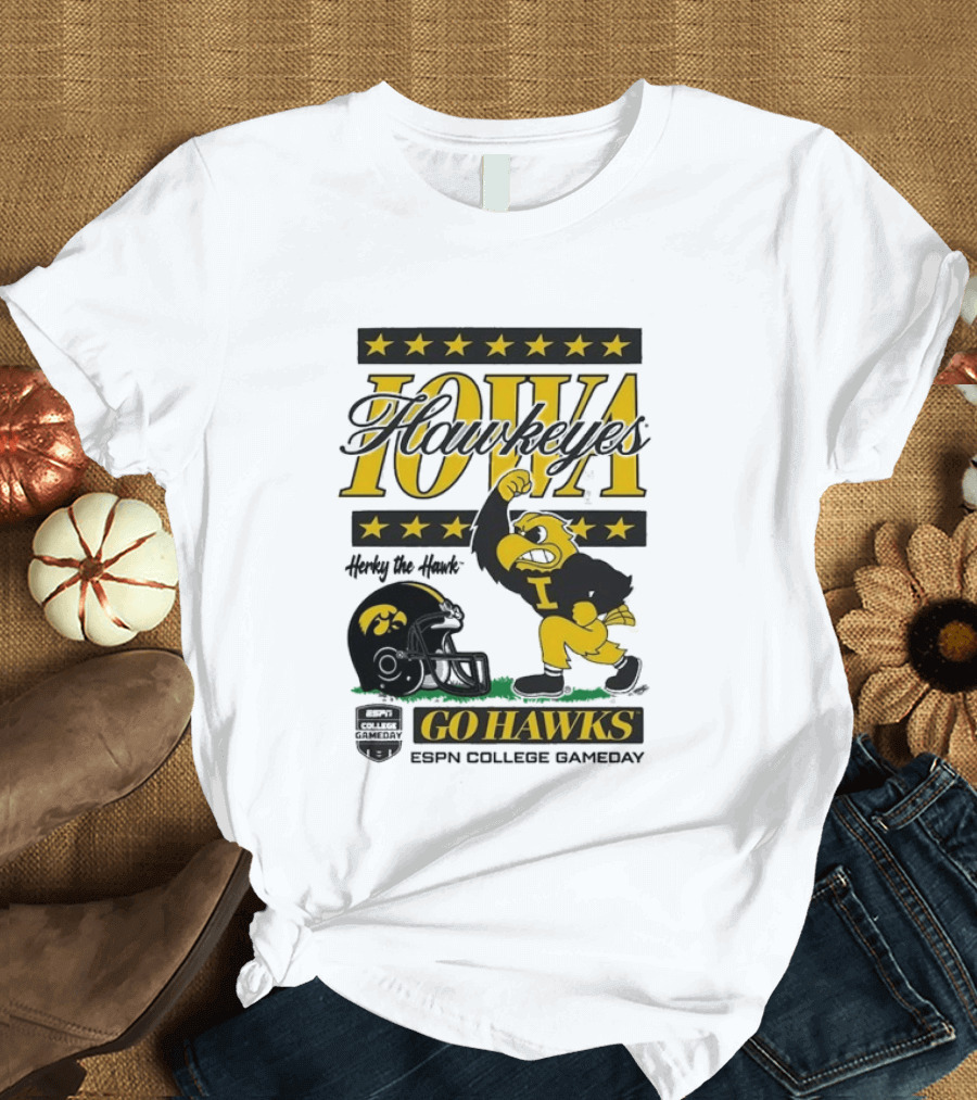 Iowa Hawkeyes Herky The Hawk Go Hawks ESPN College Gameday T-Shirt