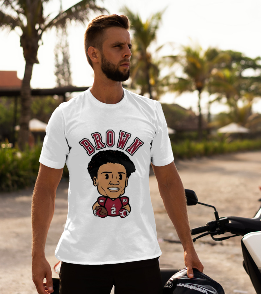 NCAA Football Alabama Crimson Tide Number 2 Brown Caricature T-Shirt