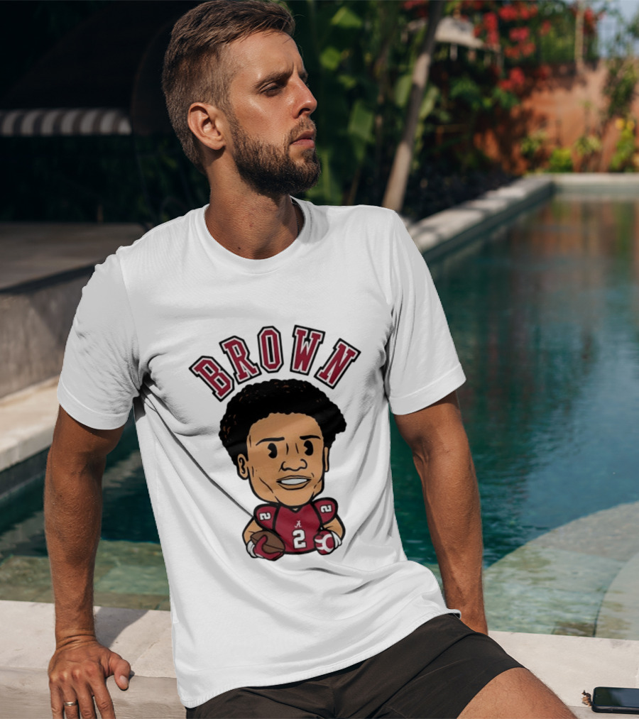NCAA Football Alabama Crimson Tide Number 2 Brown Caricature T-Shirt