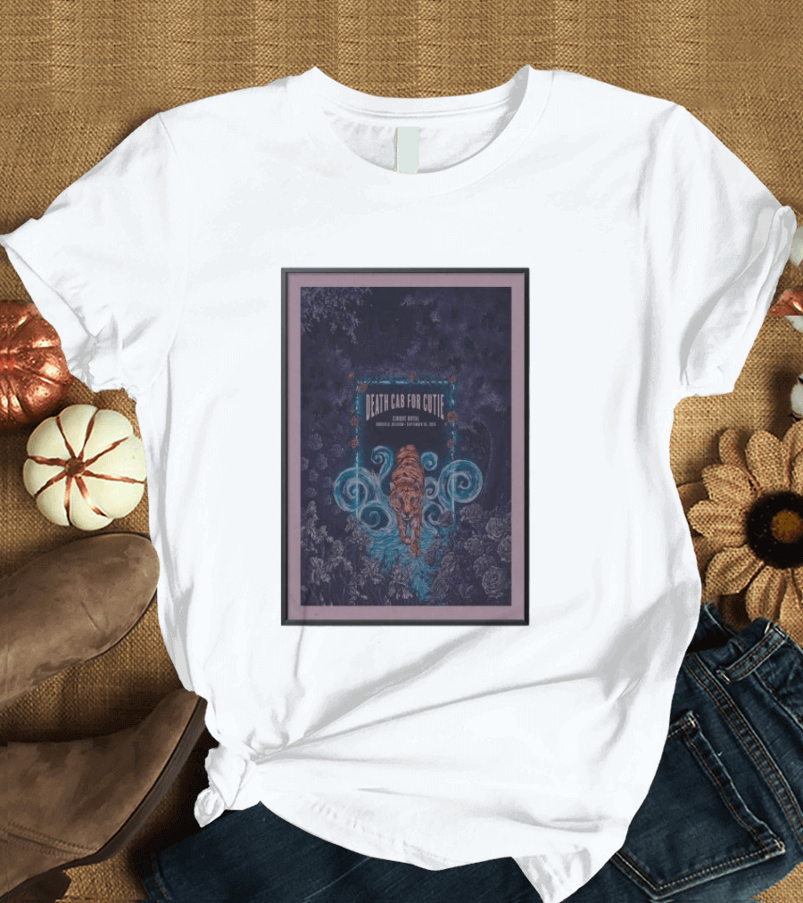 Death Cab For Cutie Cirque Royal Brussels September 30 2026 Tiger And Floral T-Shirt