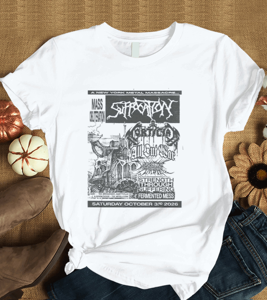 Original Suffocation Amityville New York Metal Massacre October 3rd 2026 Amityville Music Hall NY T-Shirt