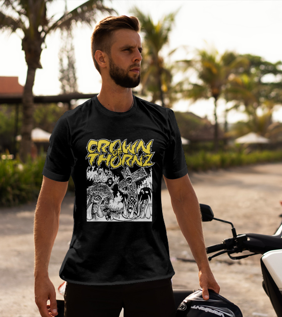 Crown Of Thornz Beyond Human Store No Remorse Graphic Text Cross T-Shirt
