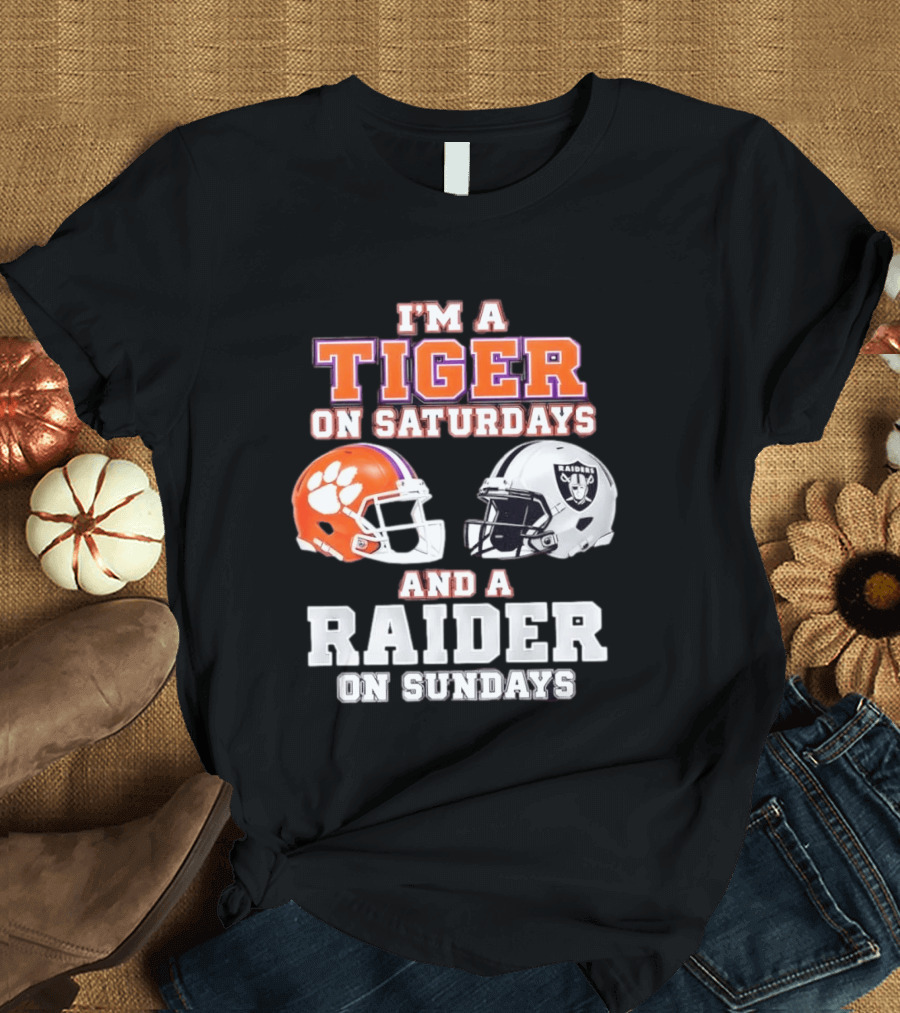 Clemson Tiger Saturdays Raider Sundays Football Fan Helmets T-Shirt