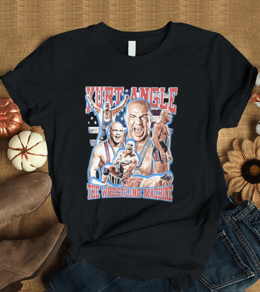 Kurt Angle The Wrestling Machine Bald Wrestler In Singlet Multiple Images T-Shirt