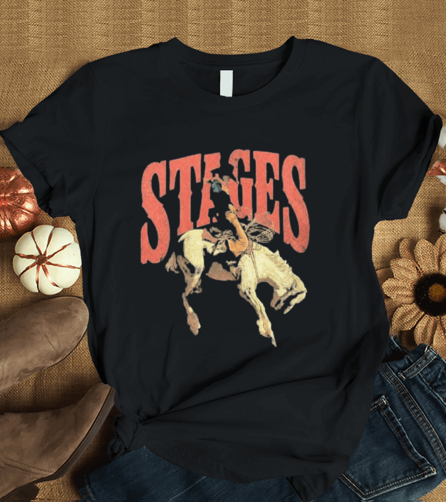 Stages Rodeo Cowboy And Horse Action T-Shirt