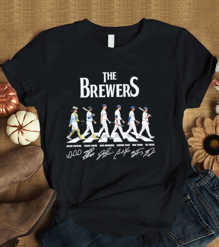 The Brewers William Contreras Jackson Chourio Jacob Misiorowski Christian Yelich Brice Turang Sal Frelick Abbey Road T-Shirt