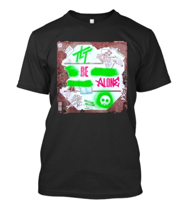 The Living Tombstone Be Alone Graffiti Skull Hazard Neon T-Shirt