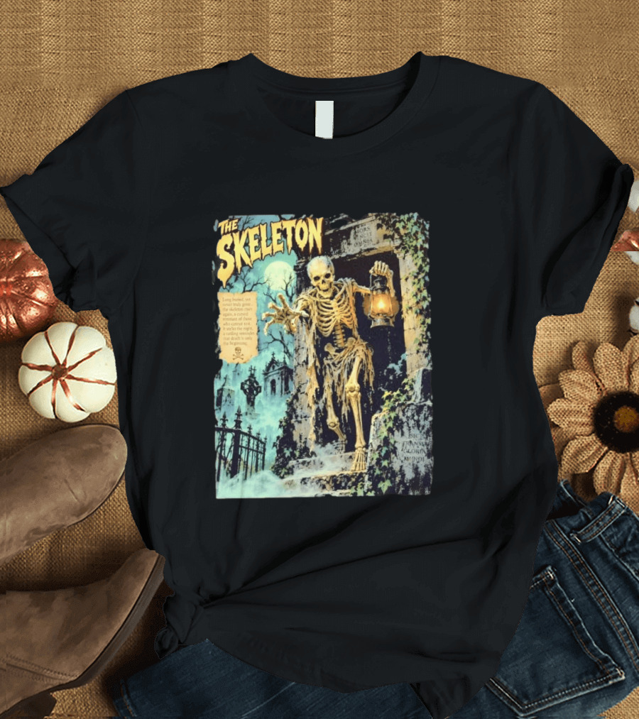 The Skeleton Mors Vincit Omnia Sic Transit Gloria Mundi Lantern Night Scene T-Shirt