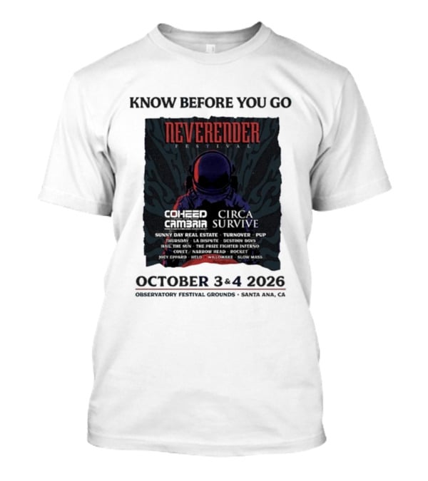 Neverender Coheed And Cambria Festival 2026 October Santa Ana Observatory Grounds T-Shirt