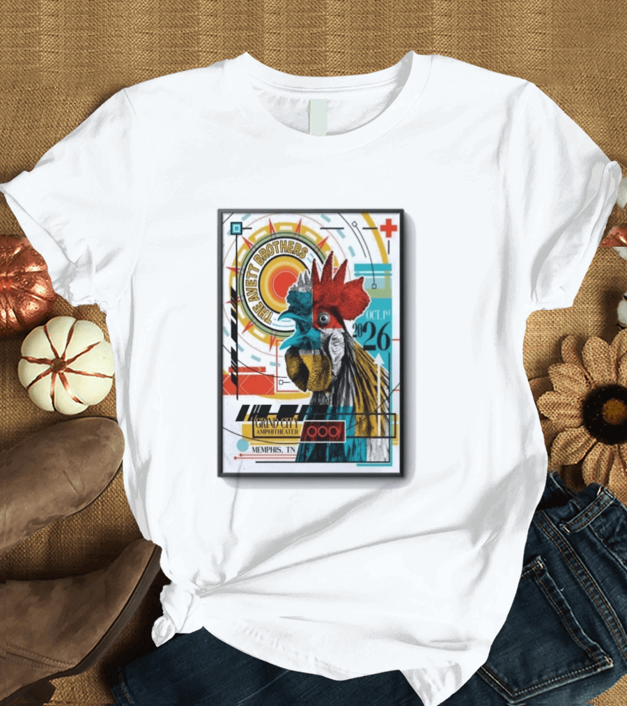 The Avett Brothers Memphis TN Grand City Amphitheater October 1 2026 Rooster T-Shirt