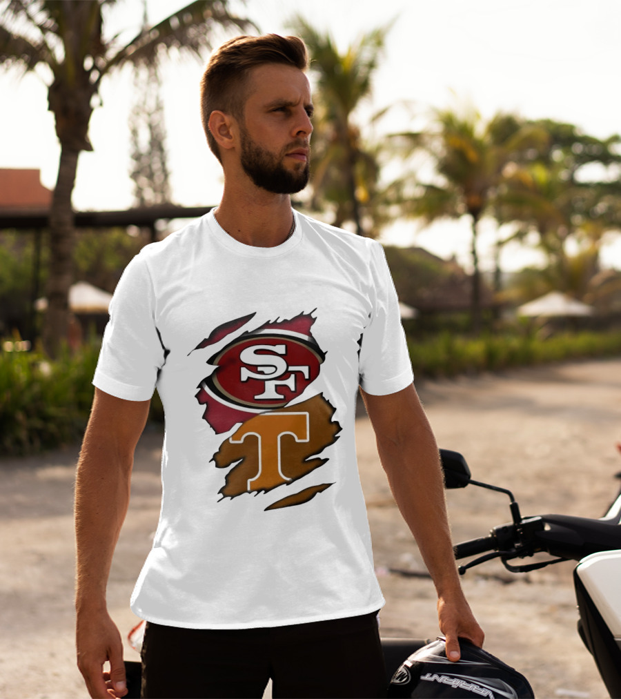San Francisco 49ers Tennessee Volunteers Ripped SF Logos Fusion T-Shirt