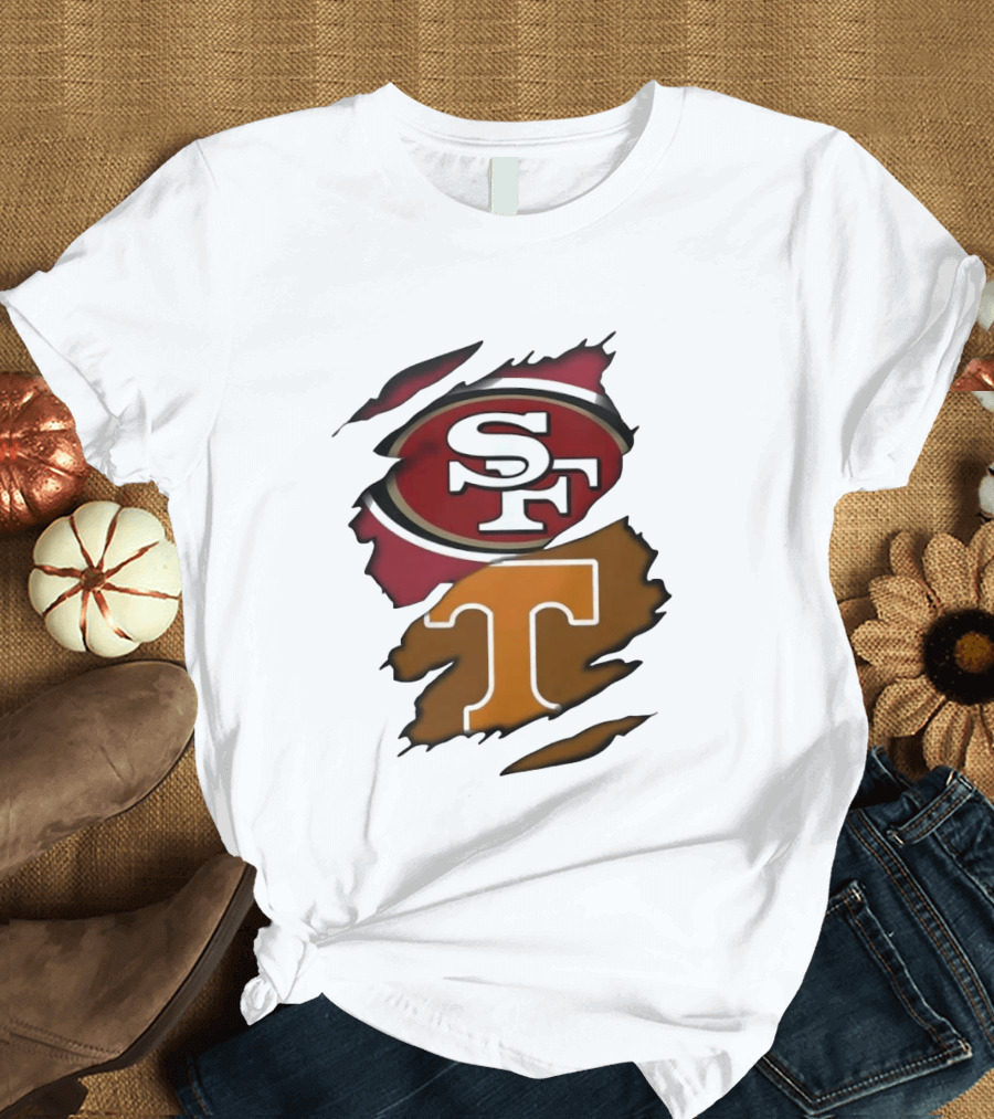 San Francisco 49ers Tennessee Volunteers Ripped SF Logos Fusion T-Shirt