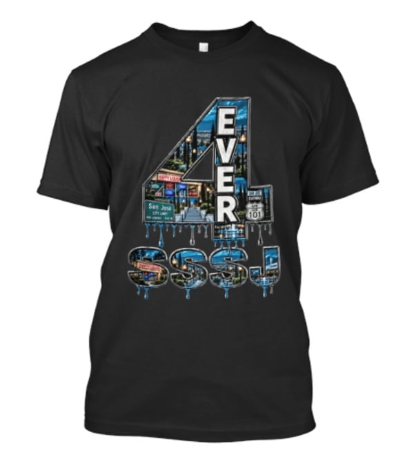 4 Ever San Jose City Limit Highway 101 SSSJ Metallic Dripping T-Shirt