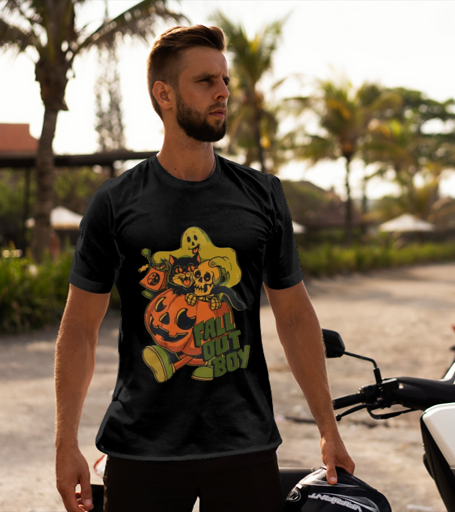Fall Out Boy Halloween Cat Ghost Pumpkin Skull T-Shirt