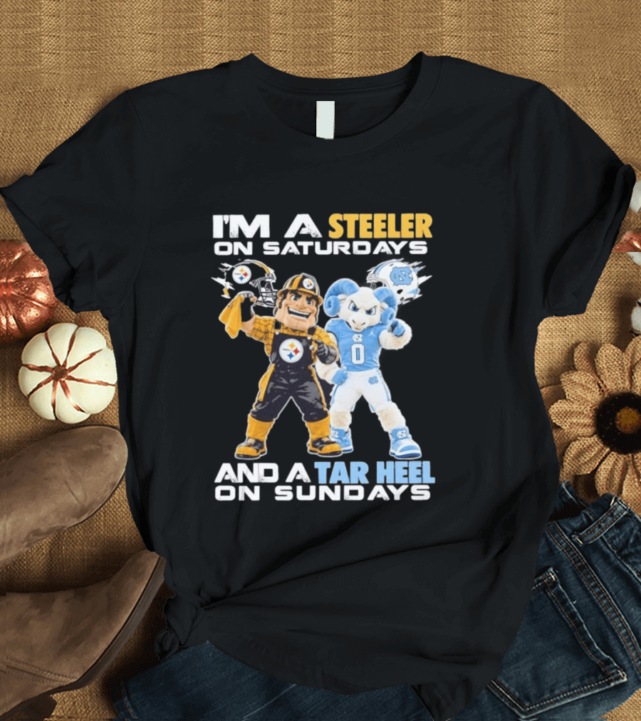 I'm A Steeler On Saturdays And A Tar Heel On Sundays With Mascots T-Shirt