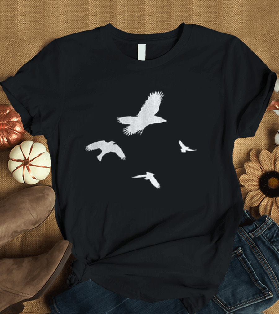 Shinedown Store Black Trucker Birds White Bird T-Shirt