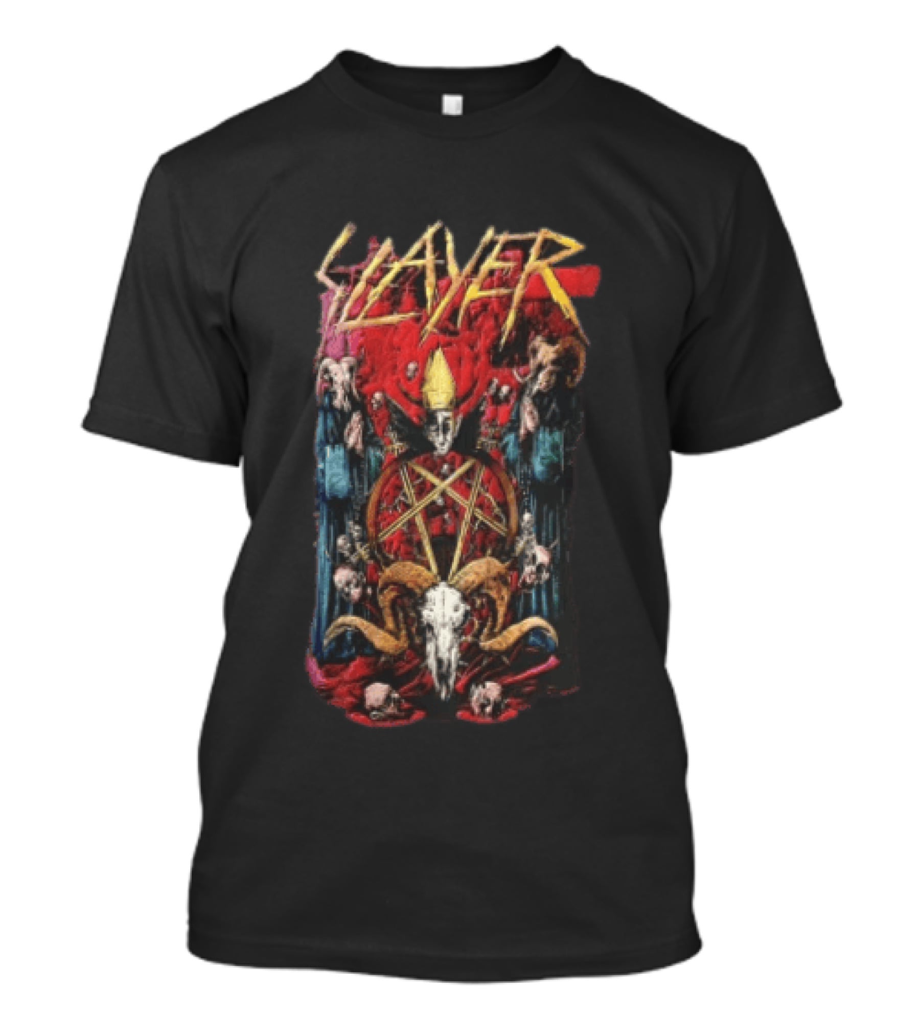 Slayer Pentagram Skull Satanic Red Cloak Goat Horns T-Shirt