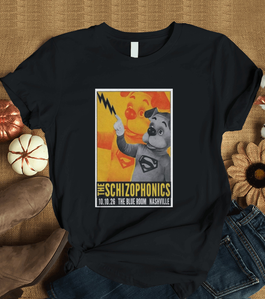The Schizophonics The Blue Room Nashville 10.10.26 Concert Superman Dog Image T-Shirt