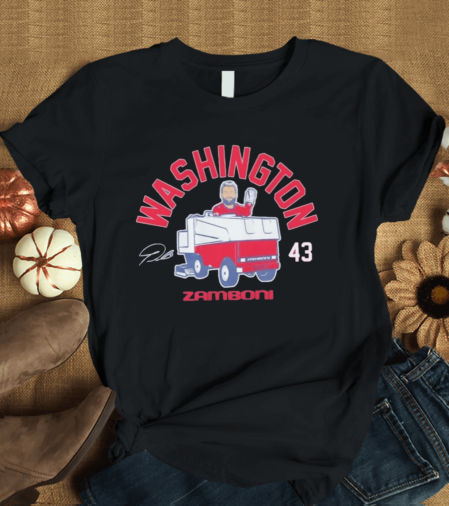 Washington Capitals Tom Wilson 43 Zamboni Driver Cartoon T-Shirt