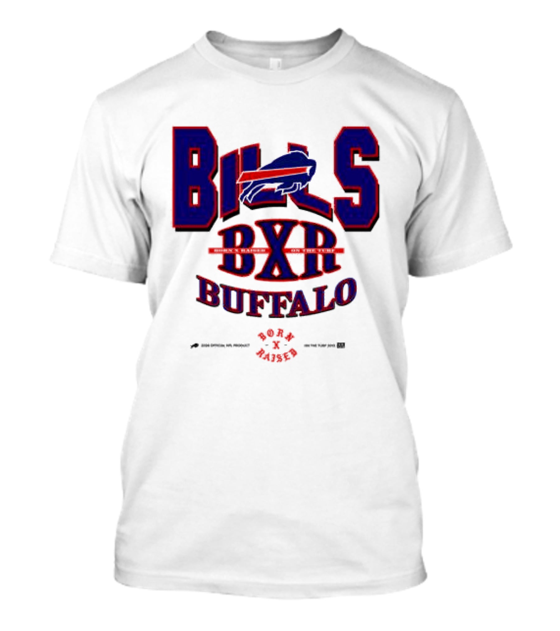 Born X Raised Buffalo Bills BXR Blockletter White T-Shirt