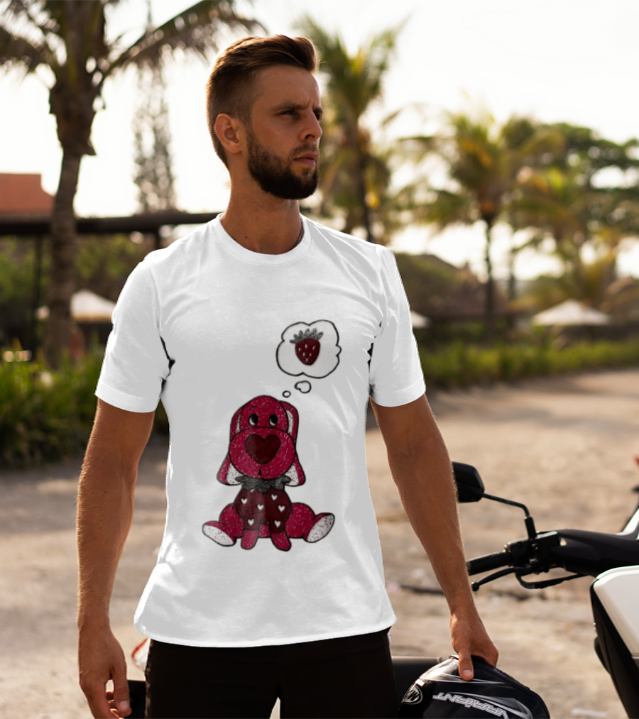 Dog With Strawberry Thought Bubble Costume Hearts T-Shirt
