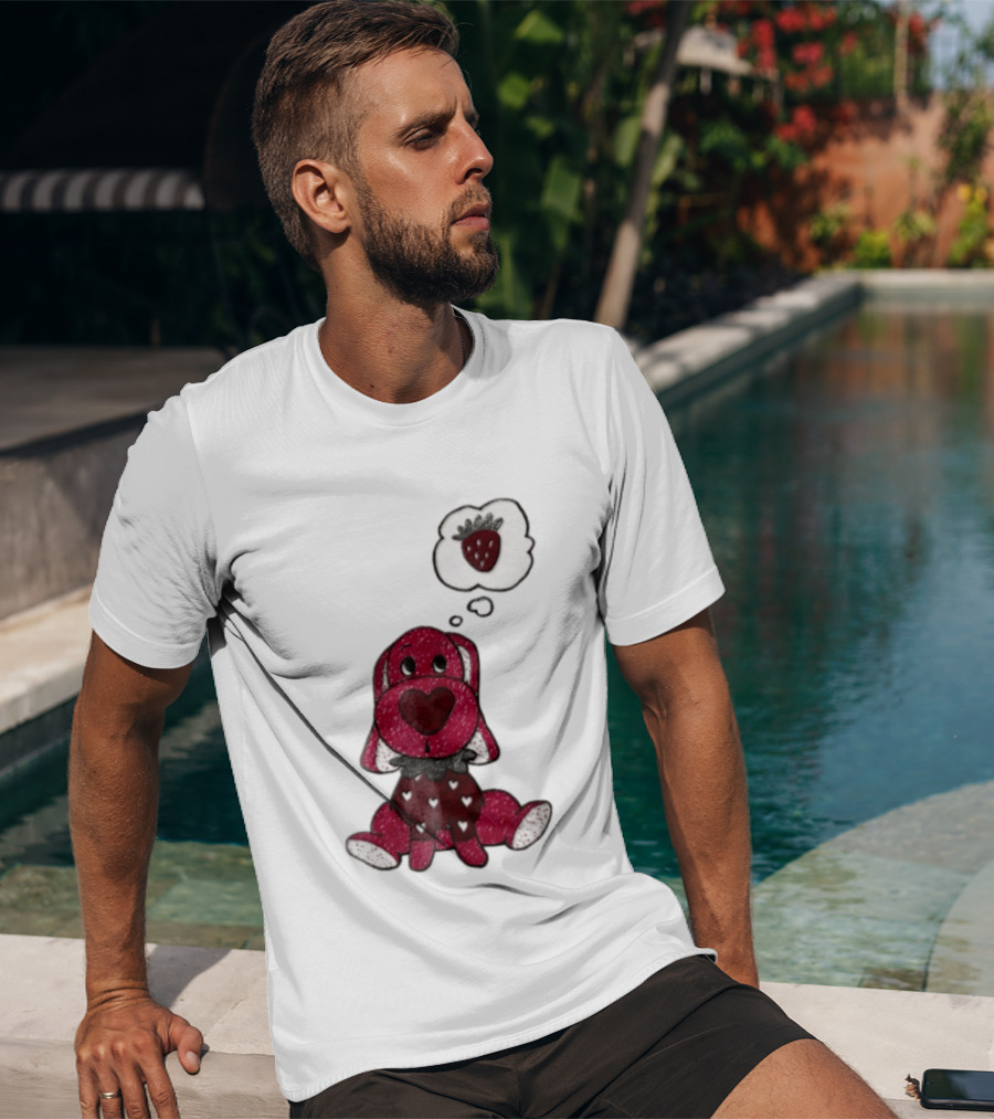 Dog With Strawberry Thought Bubble Costume Hearts T-Shirt