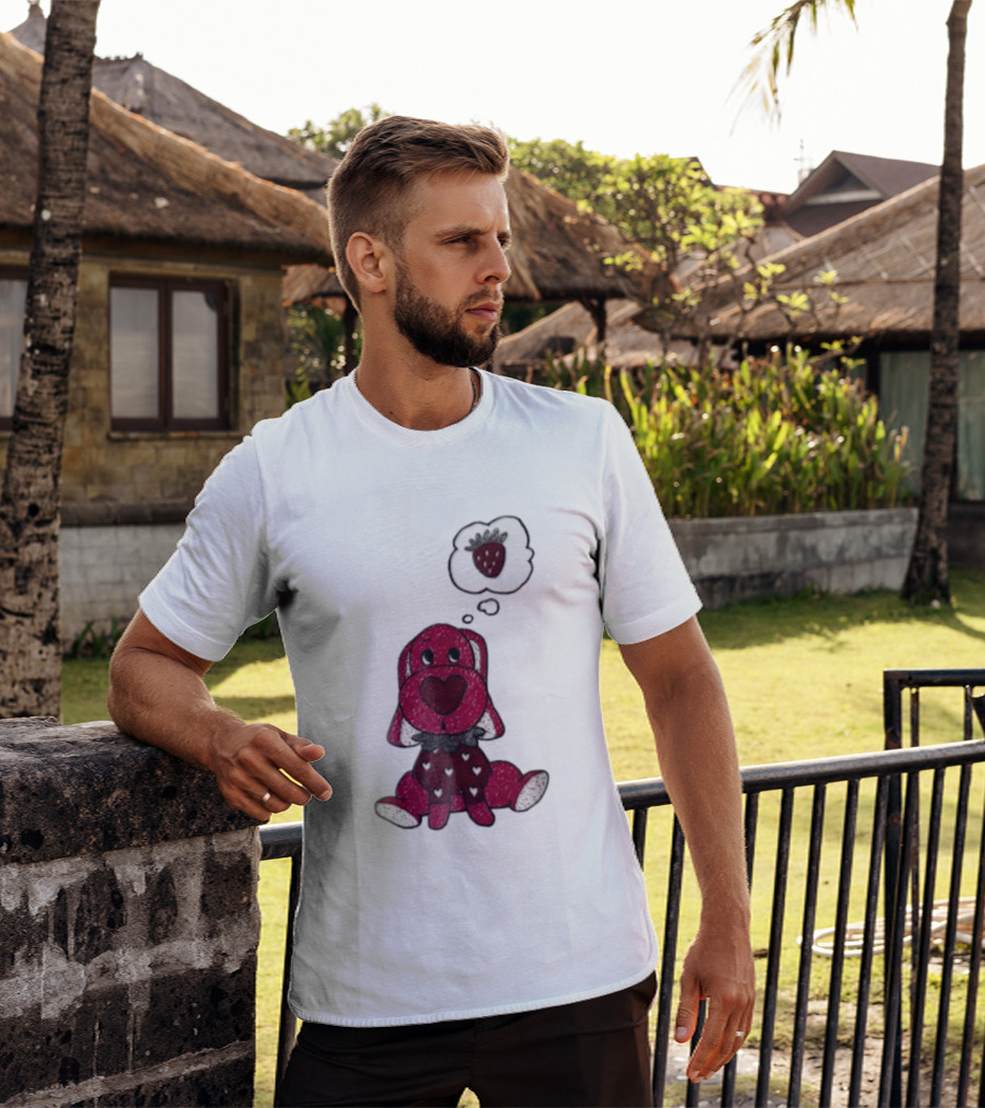 Dog With Strawberry Thought Bubble Costume Hearts T-Shirt