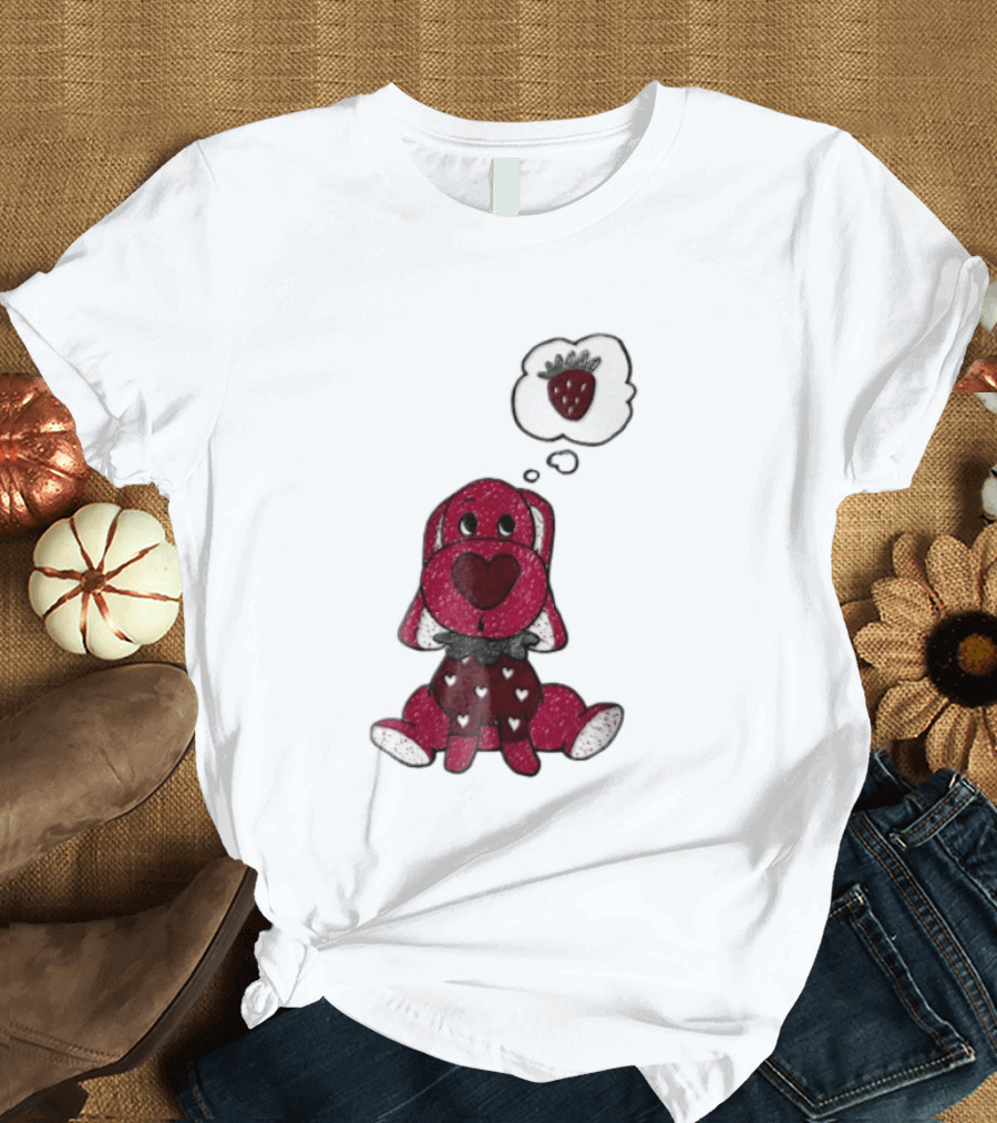 Dog With Strawberry Thought Bubble Costume Hearts T-Shirt