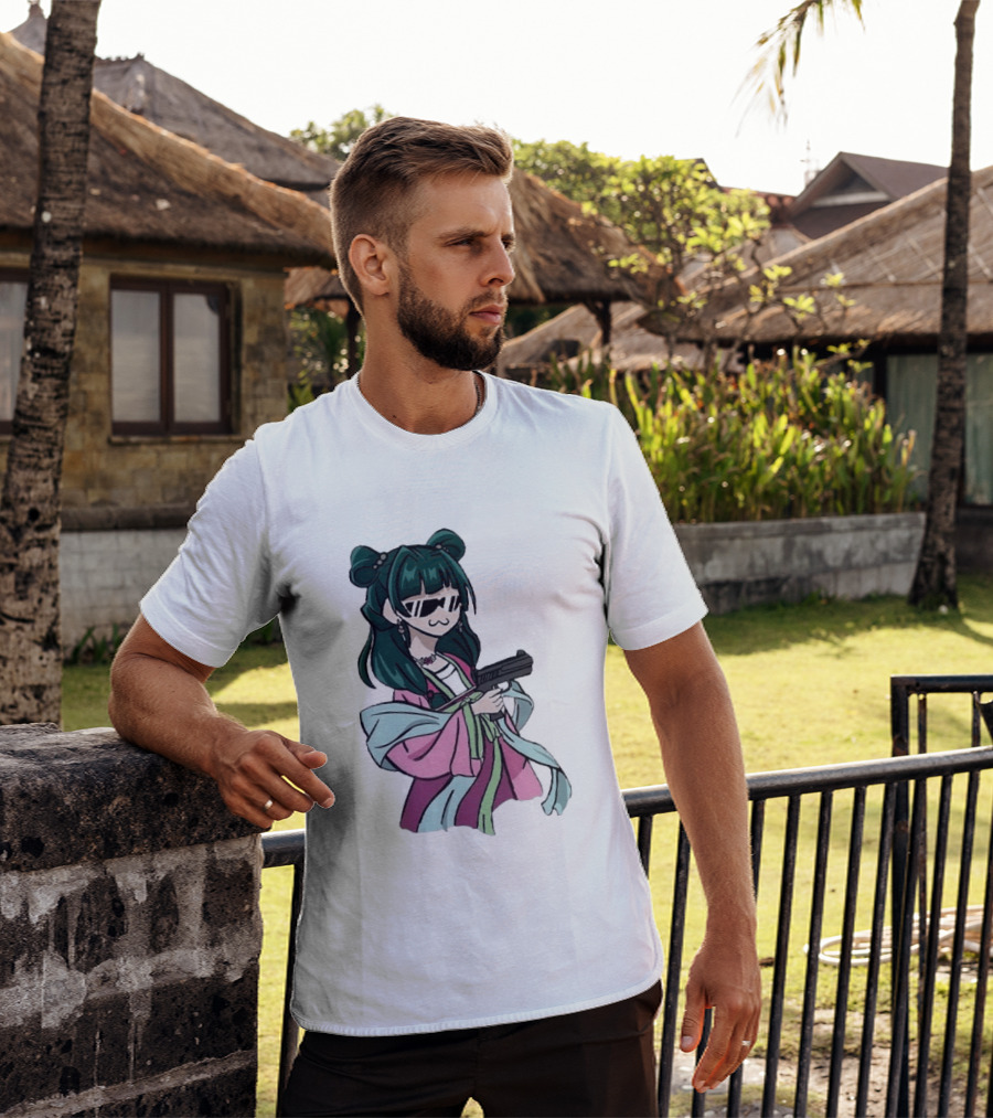 Mao Mao The Apothecary Diaries Anime Character With Gun And Sunglasses T-Shirt