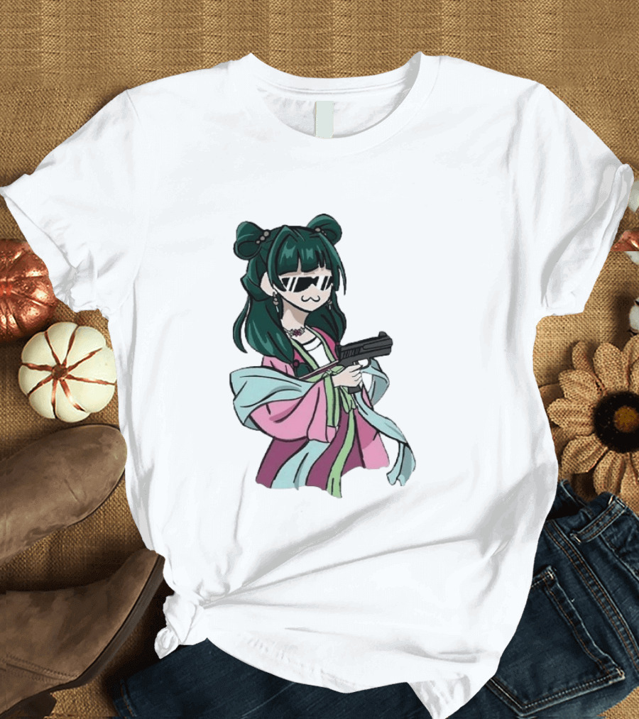 Mao Mao The Apothecary Diaries Anime Character With Gun And Sunglasses T-Shirt