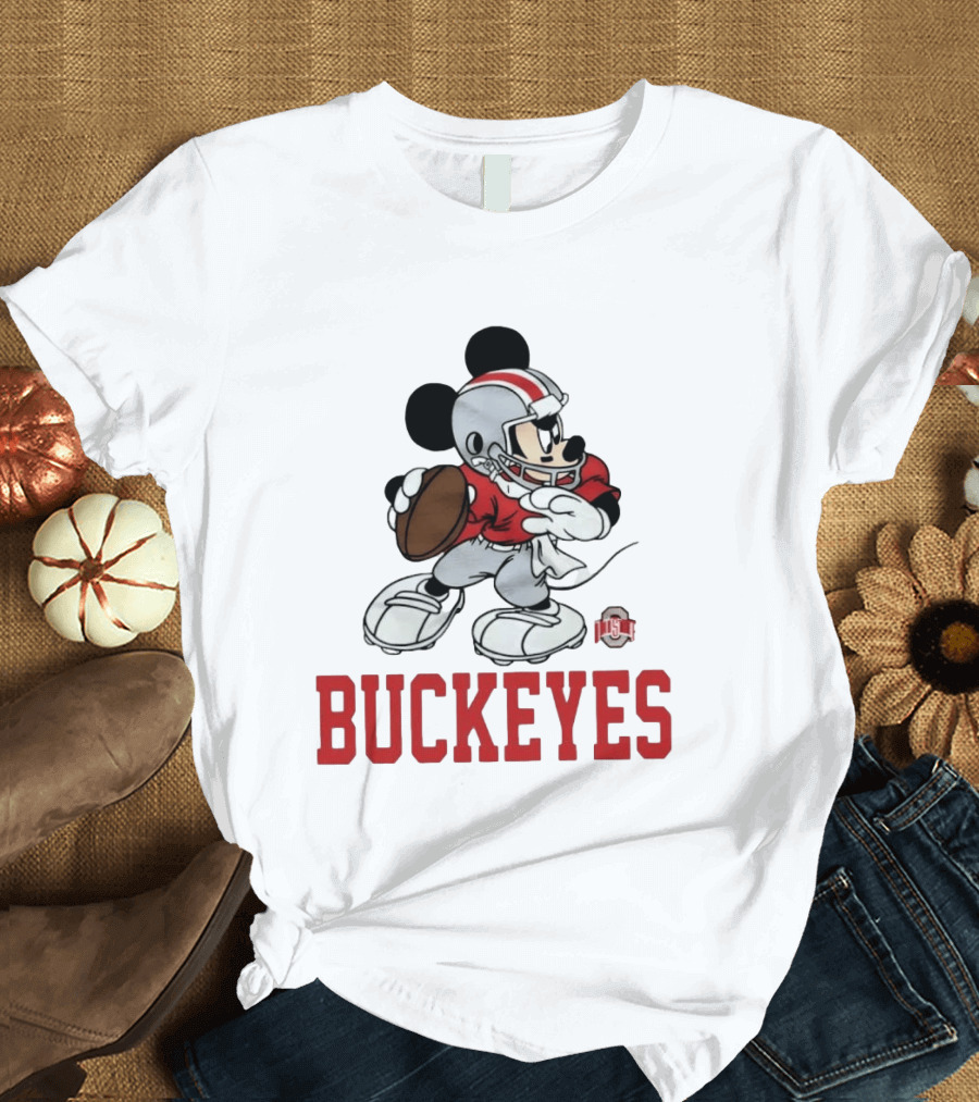 Mickey Mouse Ohio State Buckeyes Football Quarterback T-Shirt