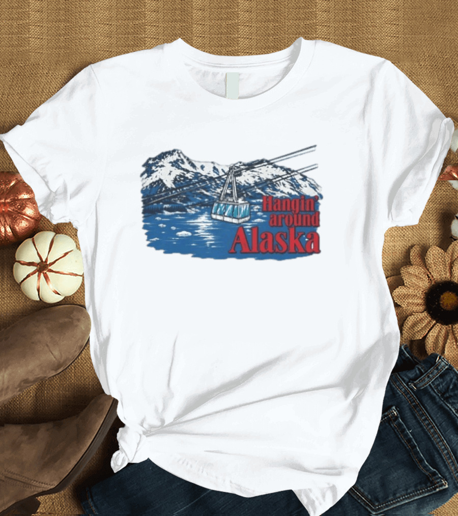 RJ Decker Aloysius Aiken Hangin Around Alaska Cable Car Mountain Scene T-Shirt