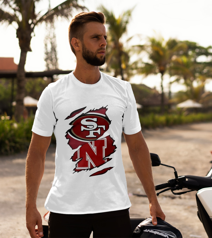 San Francisco 49ers SF And Nebraska Cornhuskers N Ripped T-Shirt