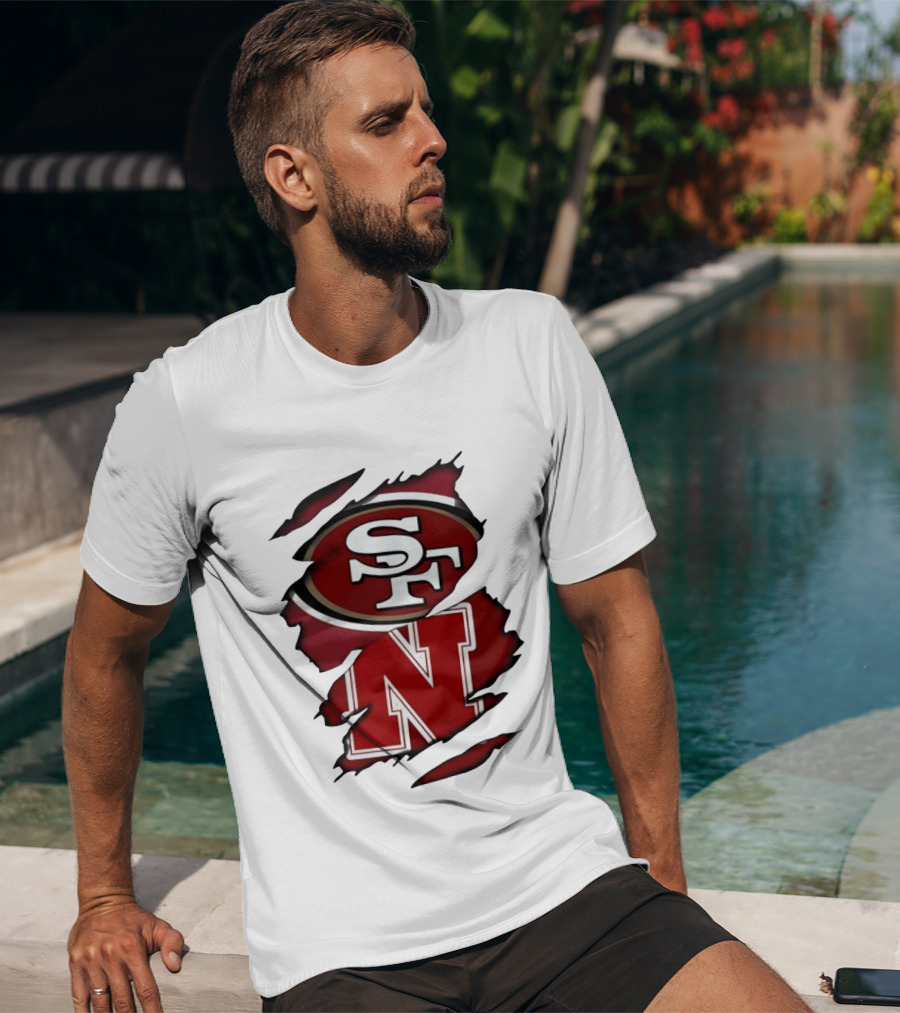 San Francisco 49ers SF And Nebraska Cornhuskers N Ripped T-Shirt