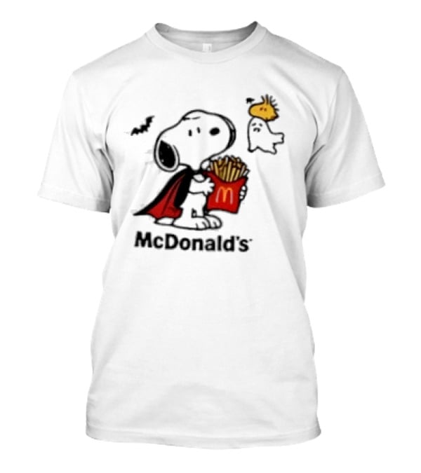 Snoopy McDonald's Halloween French Fries Woodstock Bat Iconic Collaboration T-Shirt