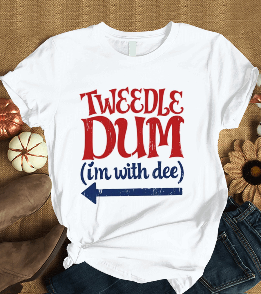 Tweedle Dum I'm With Dee Matching Couple T-Shirt