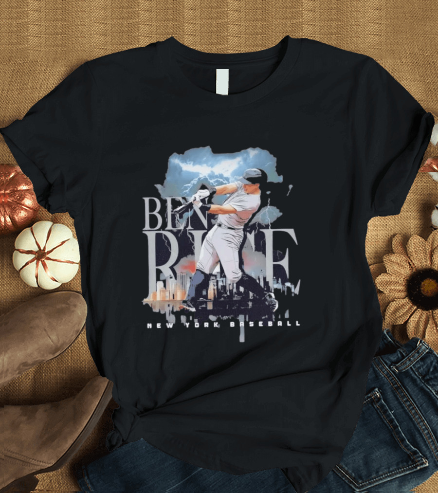 Ben Rice New York Baseball Player Lightning Skyline T-Shirt