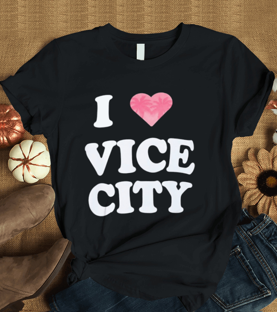 I Love Vice City 2026 GTA Palm Trees Retro Game T-Shirt