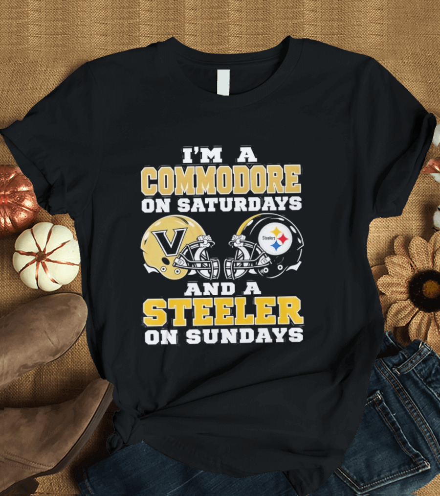 I'm A Commodore On Saturdays And A Steeler On Sundays Helmets T-Shirt