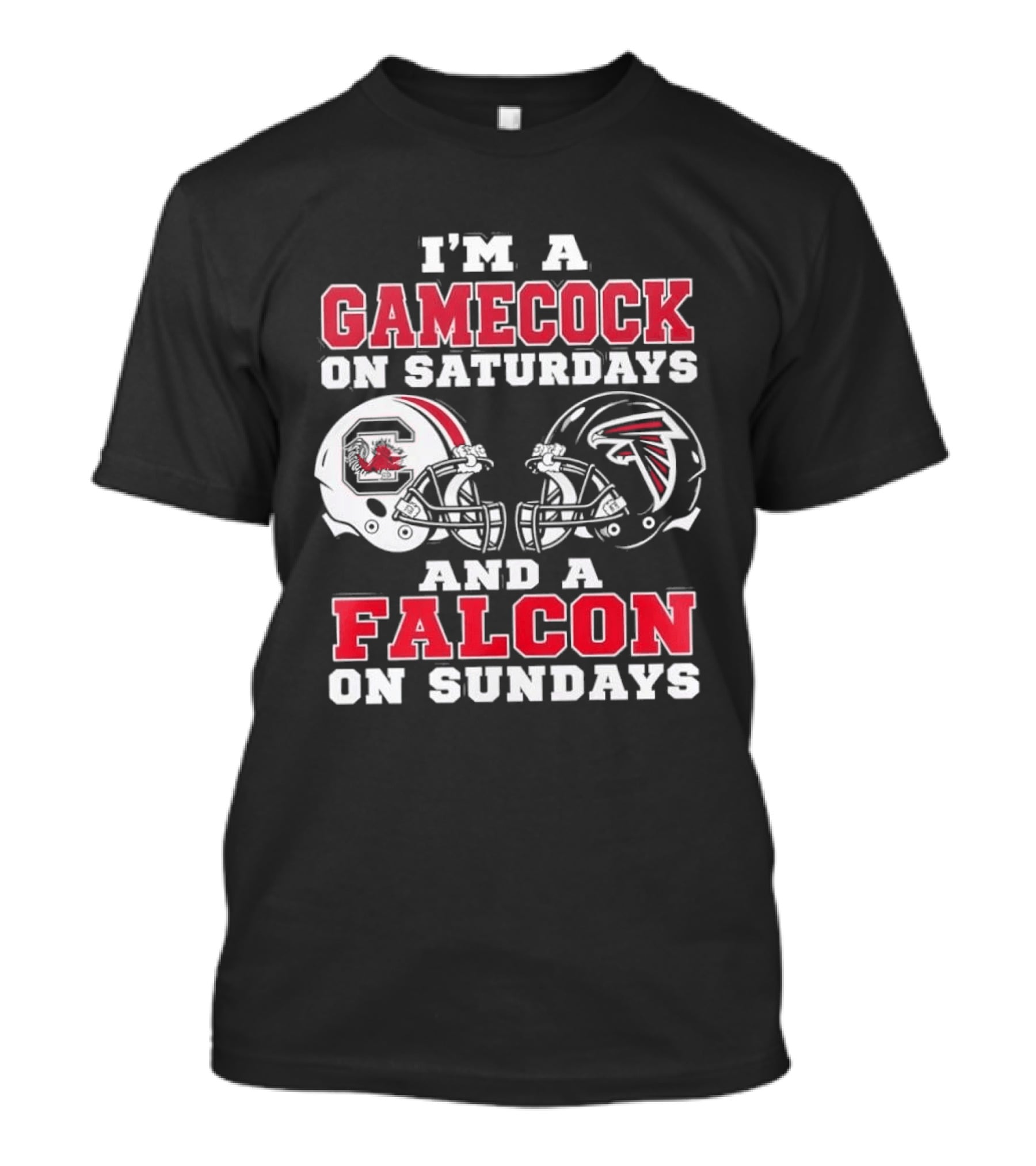 I'm A Gamecock On Saturdays And A Falcon On Sundays Football Helmets T-Shirt