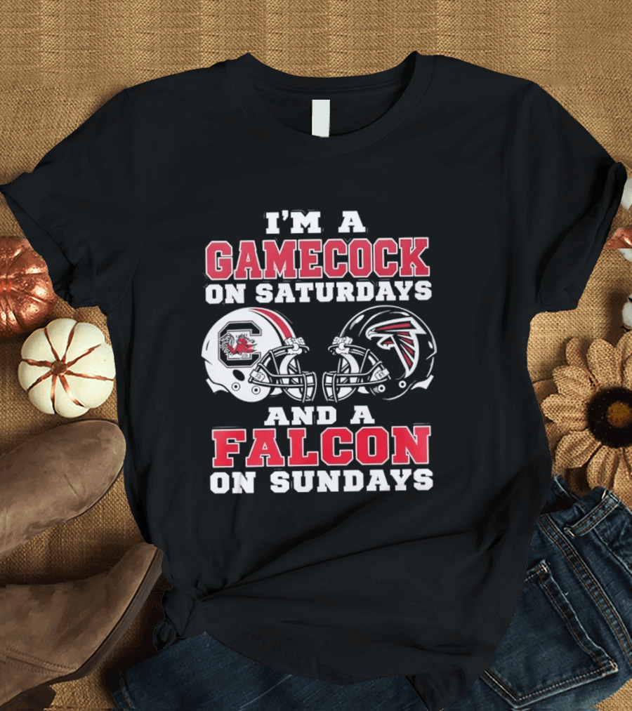 I'm A Gamecock On Saturdays And A Falcon On Sundays Football Helmets T-Shirt