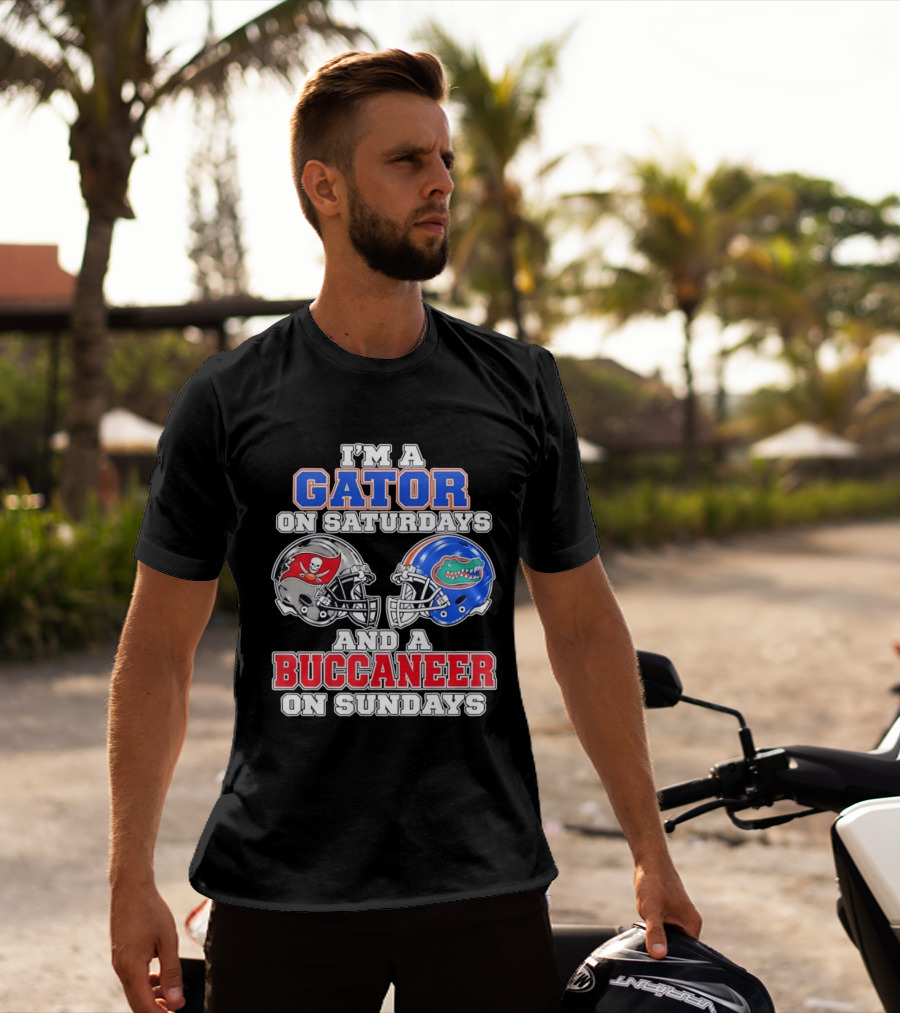 I'm A Gator On Saturdays And A Buccaneer On Sundays Football Helmets T-Shirt