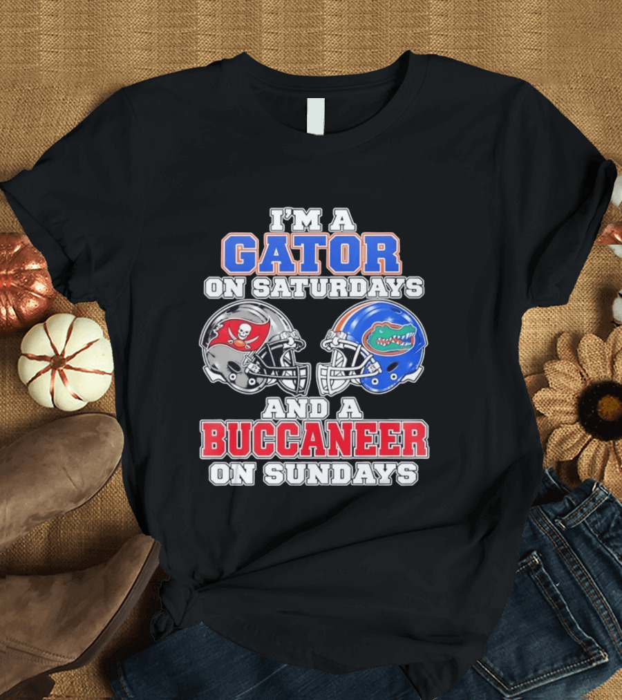 I'm A Gator On Saturdays And A Buccaneer On Sundays Football Helmets T-Shirt