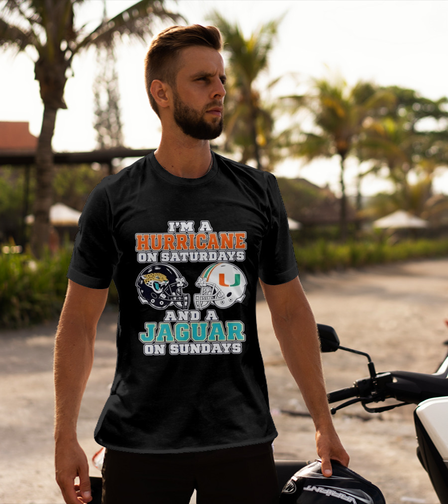Hurricane Saturdays Jaguar Sundays Football Helmets T-Shirt