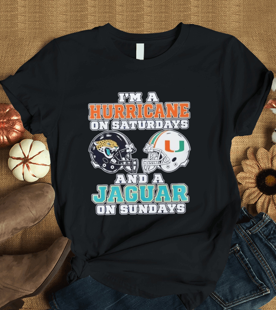 Hurricane Saturdays Jaguar Sundays Football Helmets T-Shirt