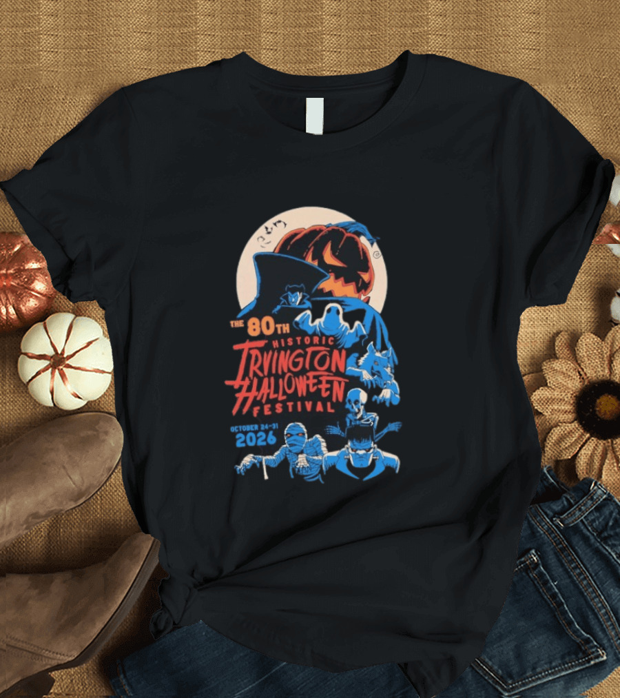 80th Historic Irvington Halloween Festival October 24 31 2026 Vintage Monsters T-Shirt