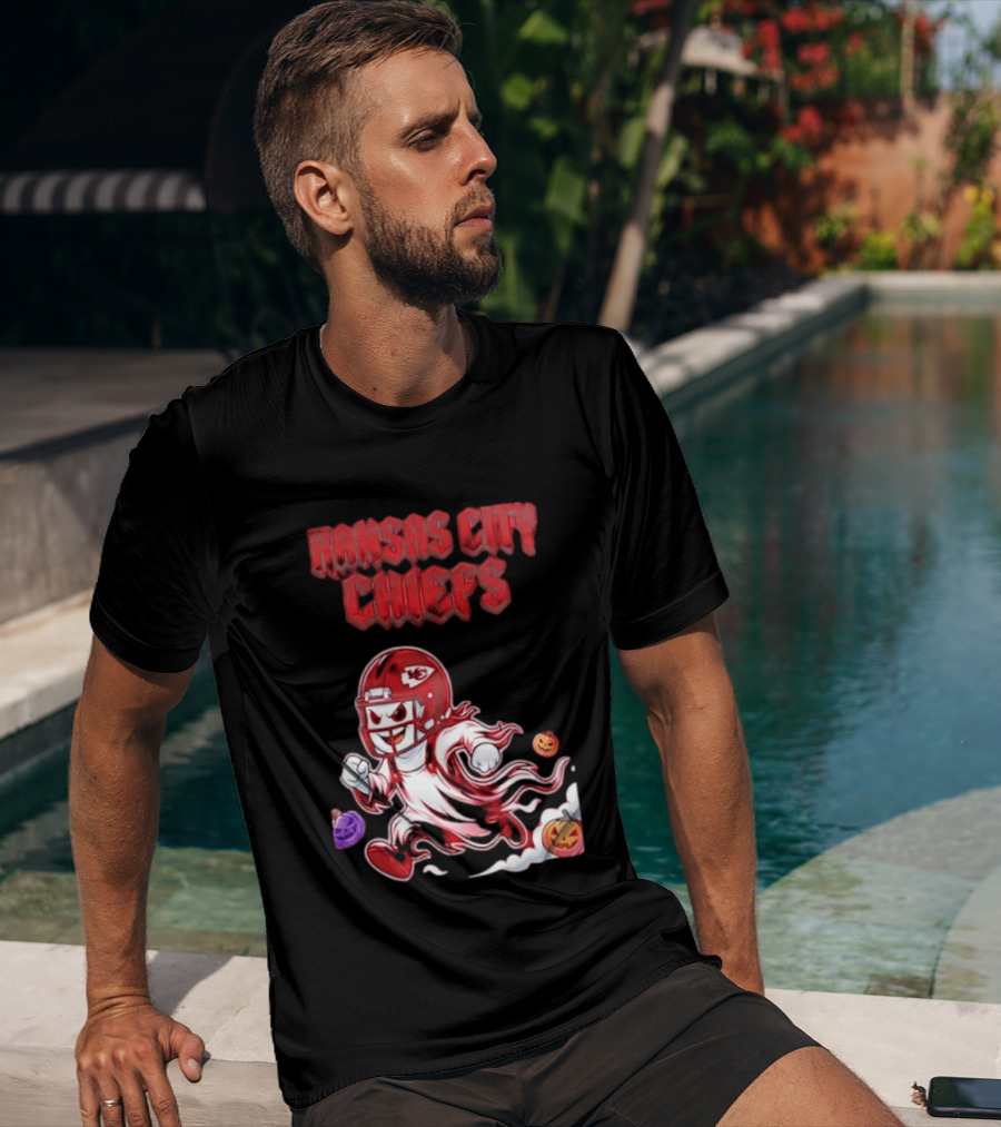 Kansas City Chiefs Halloween Ghost Football 2026 Spooky Pumpkins T-Shirt