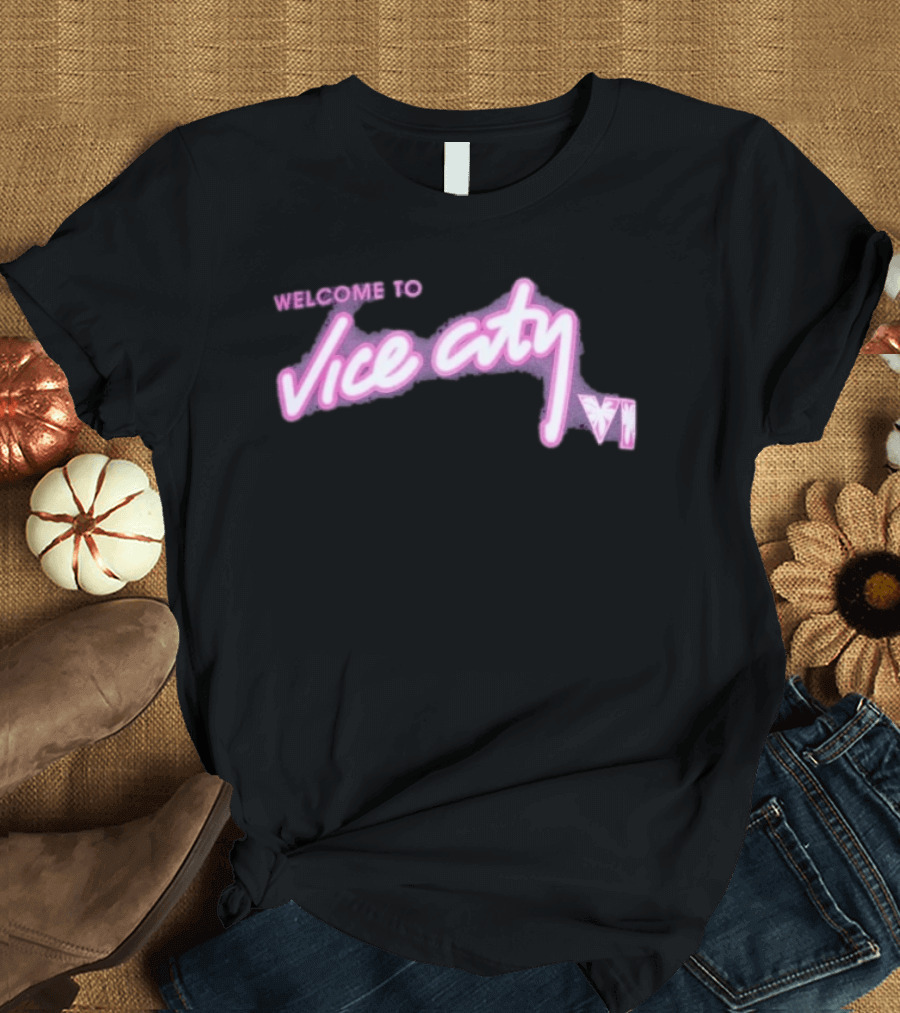 Miami Heat Court Culture Welcome To Vice City VI Pink Neon T-Shirt